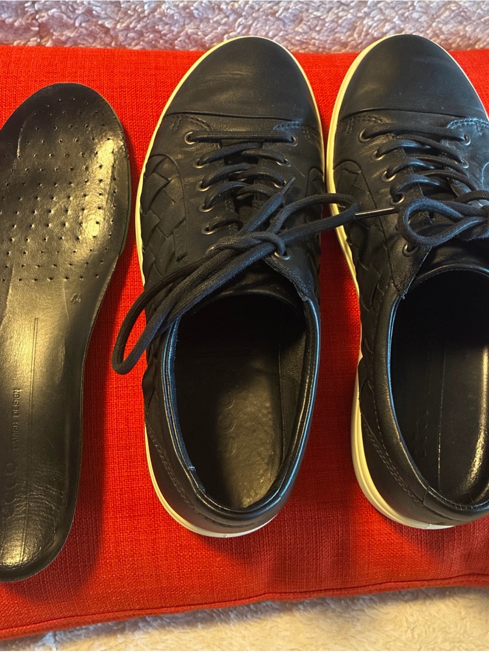 ECCO Women's Soft  Black Leather Casual Comfort Shoes Size 12-12.5